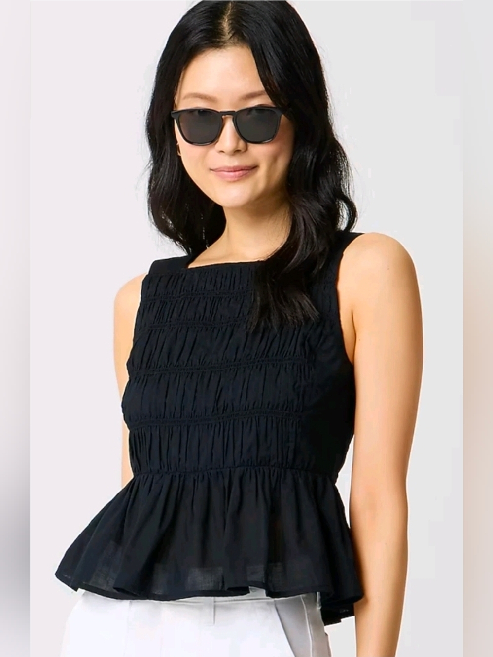 Nwt J. Crew Factory  100% Cotton Smocked Tank Top  Size 10 Black